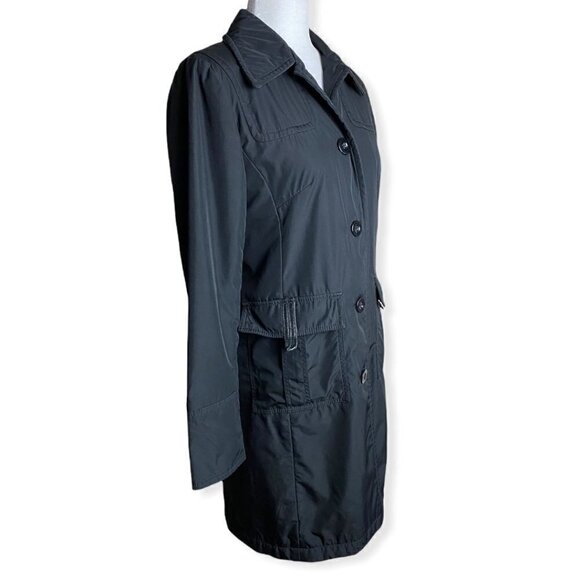 Kenneth Cole Reaction Black Parka Jacket w Leather Trim Womens Sz Small - Picture 5 of 8